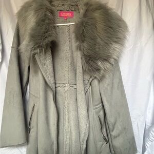 Women's Gray Faux Fur Coat